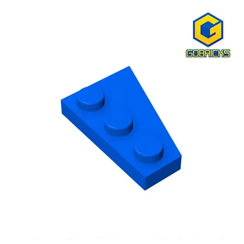Color: DEEP BLUE - Gobricks GDS-546 Wedge, Plate 3 x 2 Left compatible with lego 43723 pieces of children's DIY Assemble Building Blocks