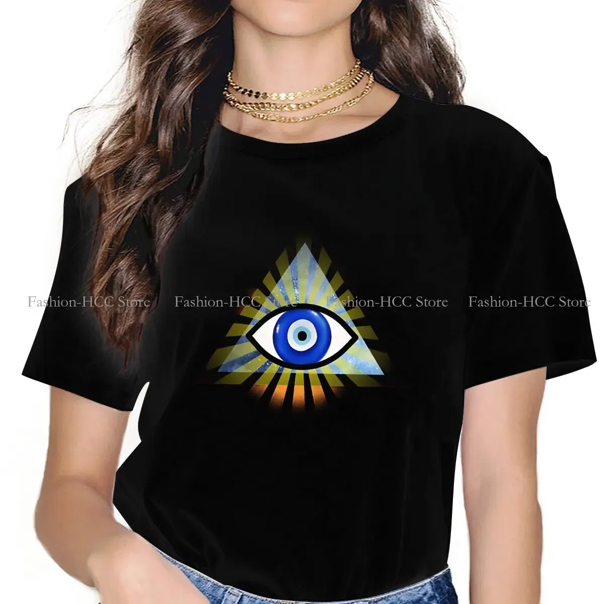 Color: black, Size: XL - Evil Eyes Polyester TShirts Evil Eye Protection - All Seeing Eye Personalize Homme T Shirt Hipster Tops