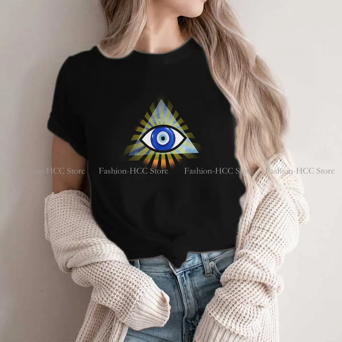 Color: black, Size: XL - Evil Eyes Polyester TShirts Evil Eye Protection - All Seeing Eye Personalize Homme T Shirt Hipster Tops