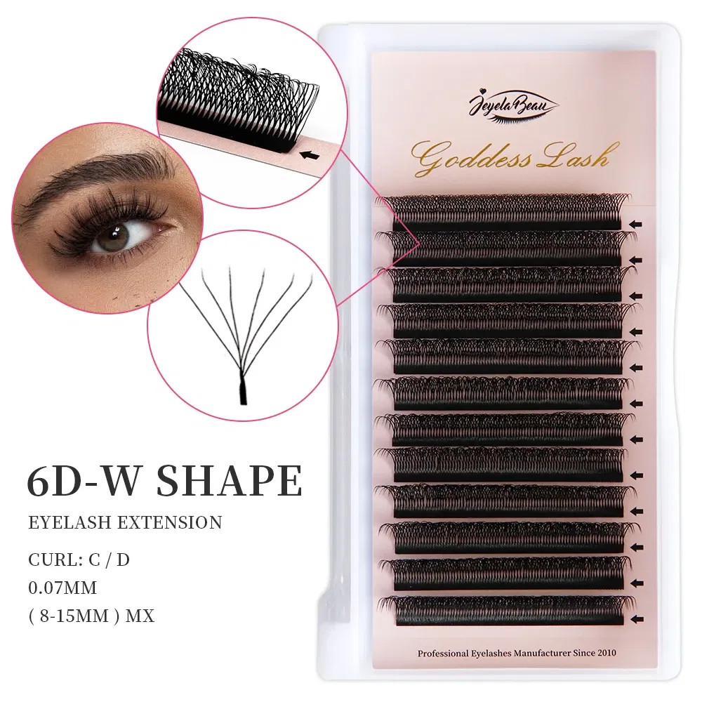 Color: LIGHT BLUE, Curl: D, Thickness: 0.07mm, Length: 15mm, Ships From: CHINA - Goddess 3D/4D/5D/6D/7D/8D W Shape lashes 4D Premade Fan Lash Extensions 0.07 C/D Curl Natural Soft High Quality Idividual Lashes