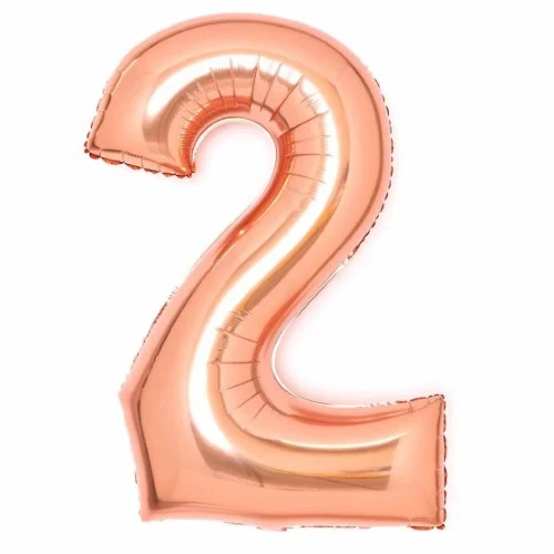 Large Number 2 Rose Gold Foil Balloon 55cm w x 86cm h