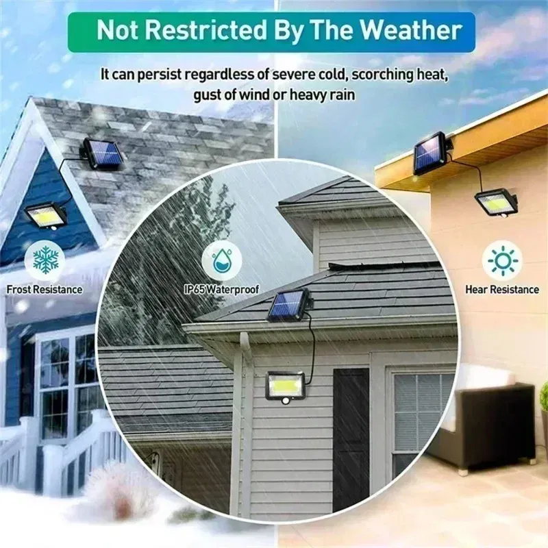 Emitting Color: sunny yellow - COB LED Solar Light Outdoor PIR Motion Sensor Solar Waterproof Wall Emergency Street Light Garage Lighting Patio Security Lights