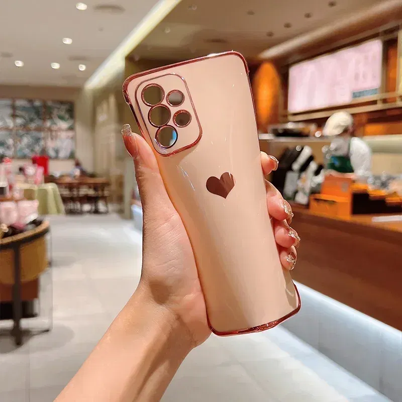 Color: Brown, Compatible-Phone Models: For iPhone 12 Pro Max, Ships From: CHINA - Electroplating Side Love Heart Phone Case For Samsung Galaxy S25 Ultra S24 S23 S22 A16 A55 Protect Lens Shockproof Back Cover