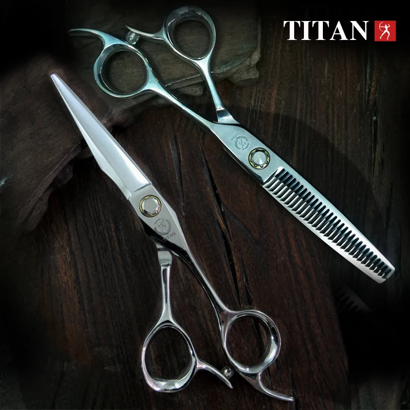 Color: Black - TITAN professional barber scissors 6inch cutting hair thinning set shear JP ATS314 stainless steel