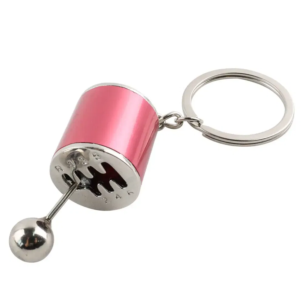 Color Name: Gold - Aluminum Shiftable Gear Shift Knob Stick Box 6-Speed Shifter Style Keychain Ring