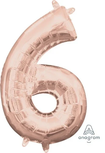 Number 6 Balloon Rose Gold