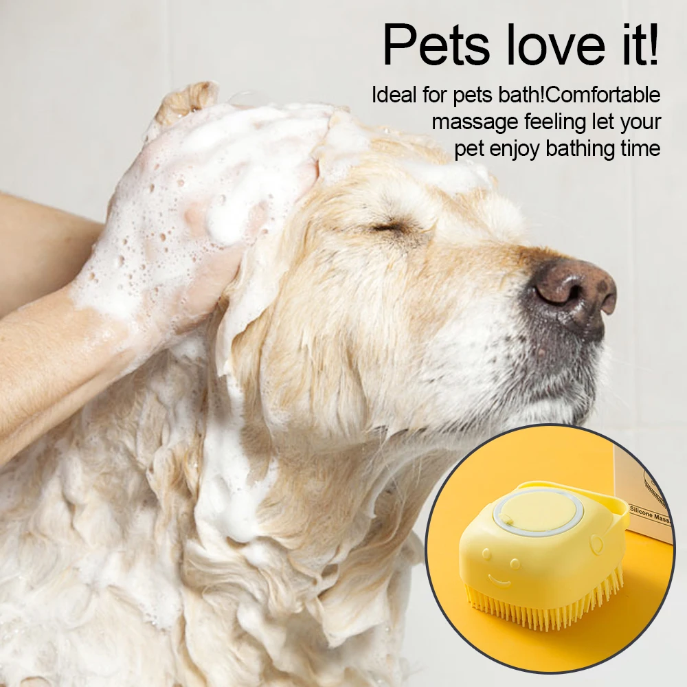 Color: WHITE - Pet Dog Shampoo Brush Cat Massage Comb Grooming Scrubber Brush for Bathing Soft Silicone Rubber Brushes Pet Shampoo Massager