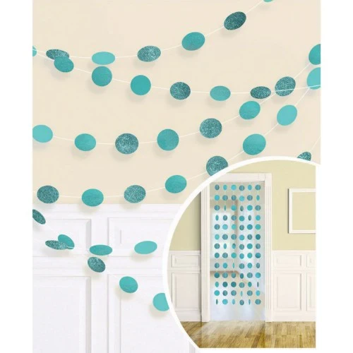 String Decorations Glitter Round Robins-Egg Blue - Pack of (6)