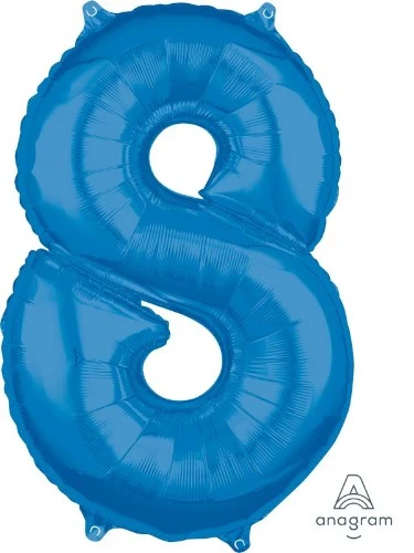 Numeral 8 Balloon Mid-Size Shape Blue