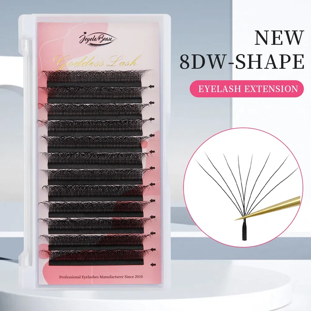 Color: Copper, Curl: C, Thickness: 0.07mm, Length: 9mm, Ships From: CHINA - Goddess 3D/4D/5D/6D/7D/8D W Shape lashes 4D Premade Fan Lash Extensions 0.07 C/D Curl Natural Soft High Quality Idividual Lashes