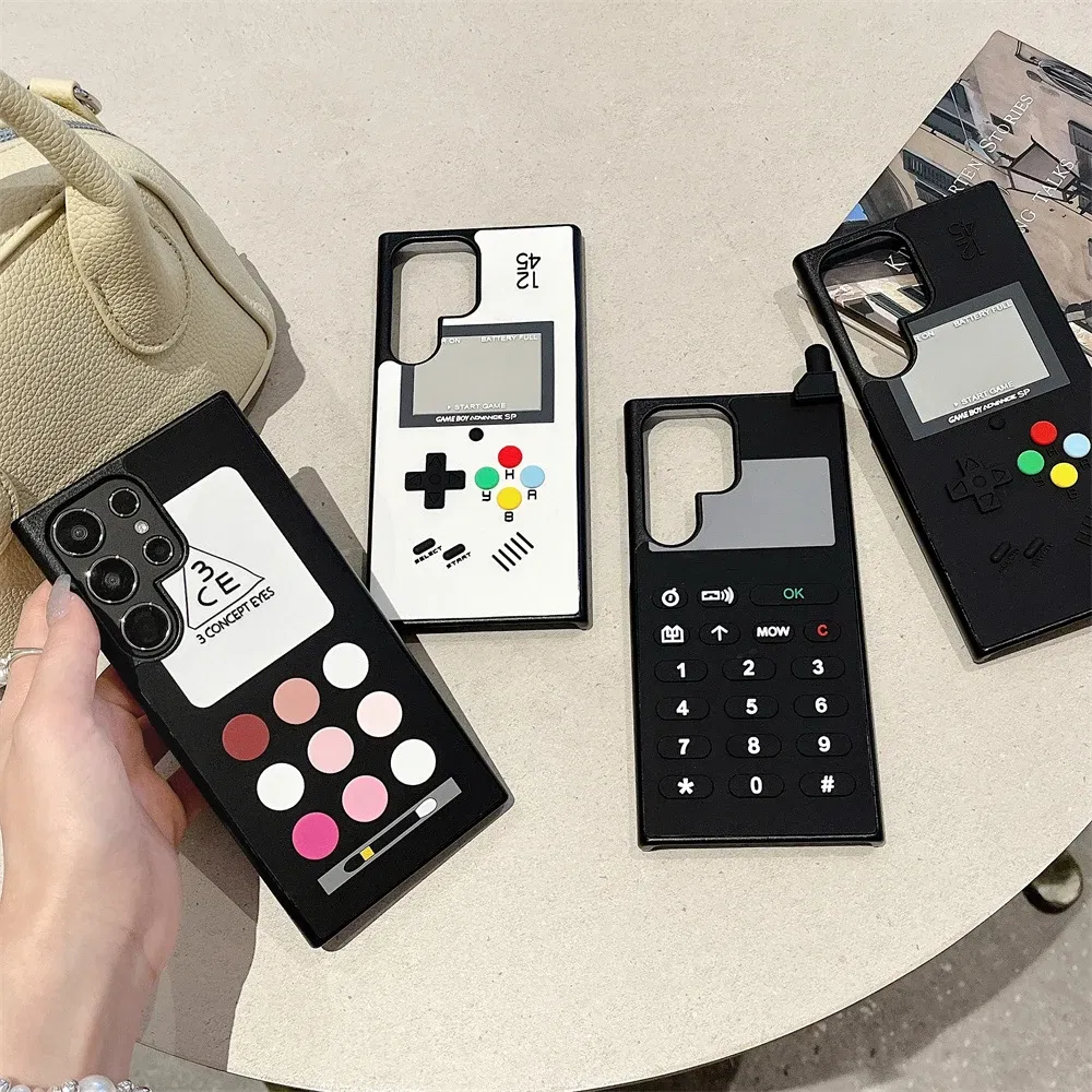 Color: SKY BLUE, Material: PE - S24 Ultra Case 3D Cute Game Box Design Cellphone Luxury for Samsung Galaxy S23 S24 Ultra Phone Cases Cartoon Shockproof Cover