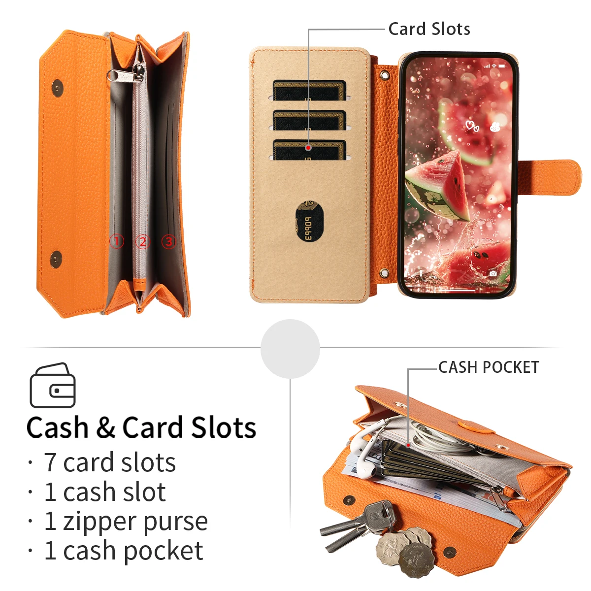 Color: Beige, Bundle: Case & Strap, Material: Artificial Leather, Compatibility by Model: Galaxy S25 Edge - Crossbody Leather Phone Case for Samsung Galaxy S25Edge S25Ultra S24FE S24Ultra S23Ultra Multi-Card Slot Anti-Drop Wallet Case