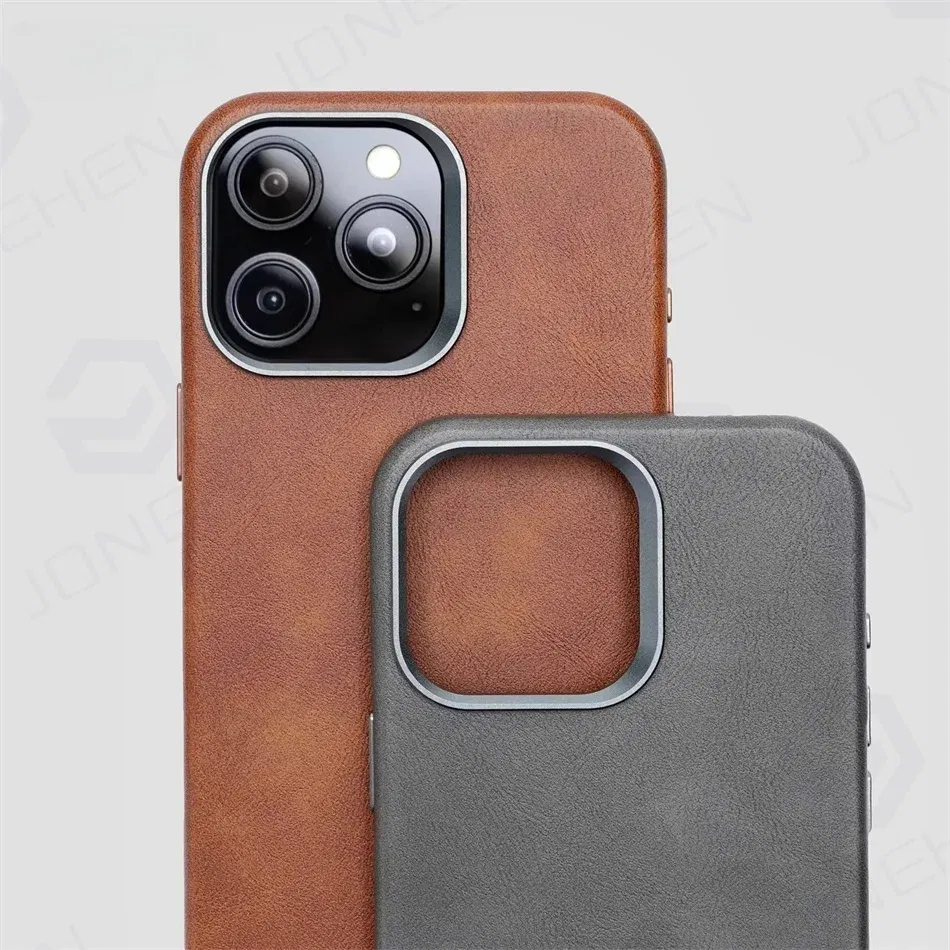 Color: Brown, Material: Plastic - High-end Retro Oil Wax Pattern Magnetic For Magsafe Leather Case For iPhone Air 15 14 Plus 13 16 17 Pro Max Camera Button Cover