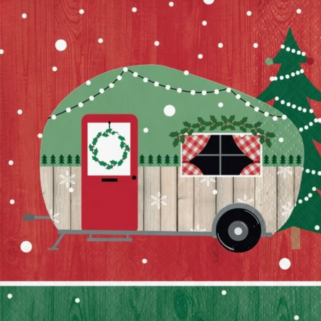 Christmas Campers Beverage Napkins - Pack of 16