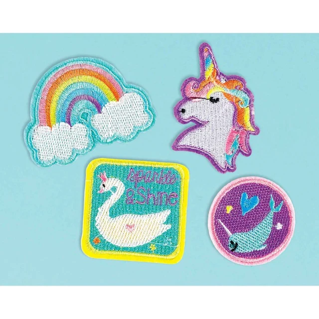 Embroidered Iron On Patched - Magical Rainbow Bday (5cm) (Pack of 4)