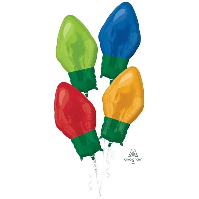Foil Balloon - Decorator Kit Christmas Light Bulbs (55cm)