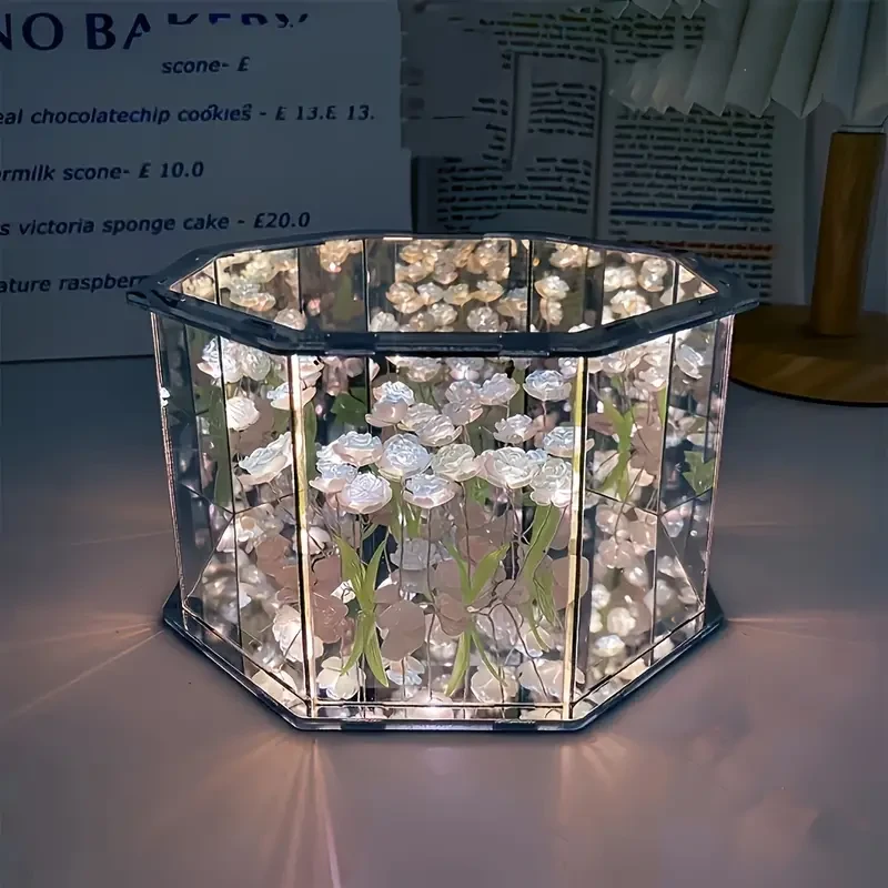 21pcs Flowers DIY Desktop Ornaments Night Light Set