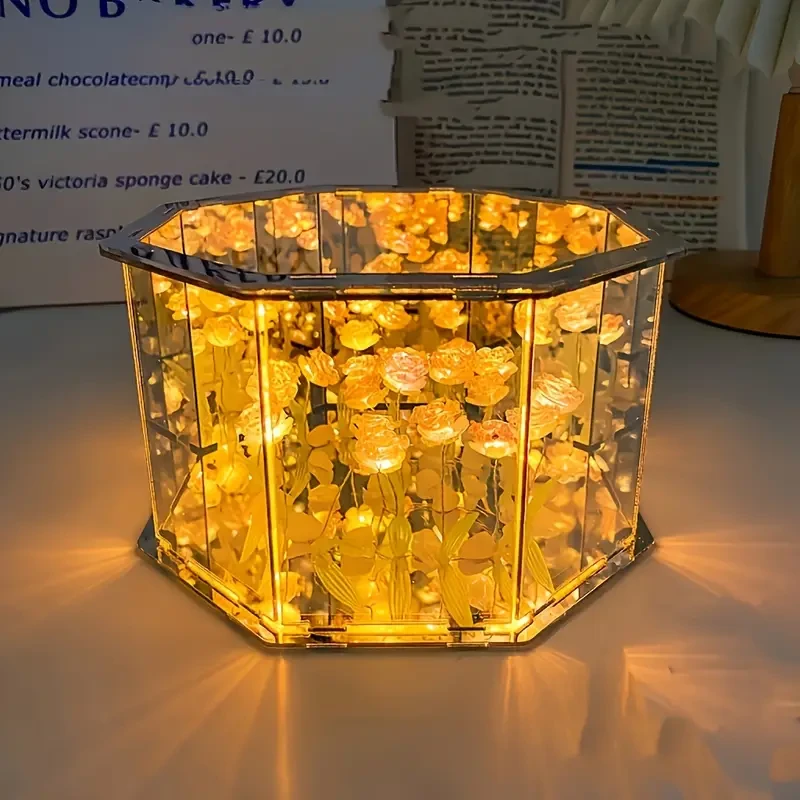 21pcs Flowers DIY Desktop Ornaments Night Light Set