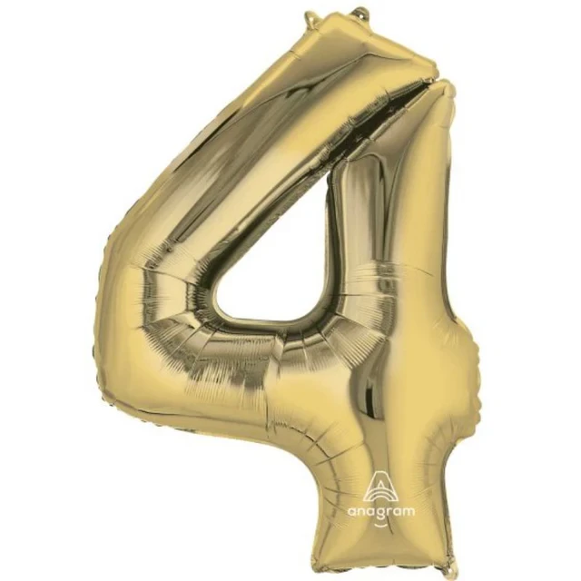 Balloon - SuperShape White Gold Numeral 4.