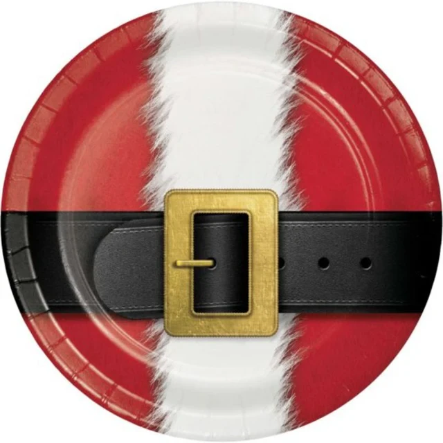 Santa's Suit Dinner Plates Paper 22cm - Pack of 8