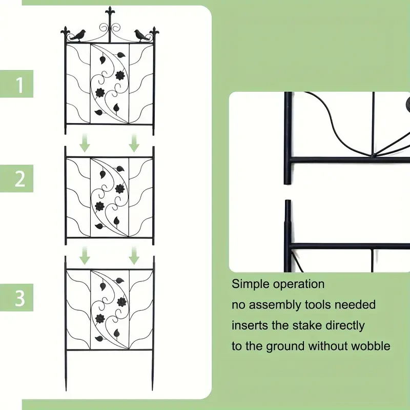 6 Panels 195cm Tall Metal Garden Trellis Fencing