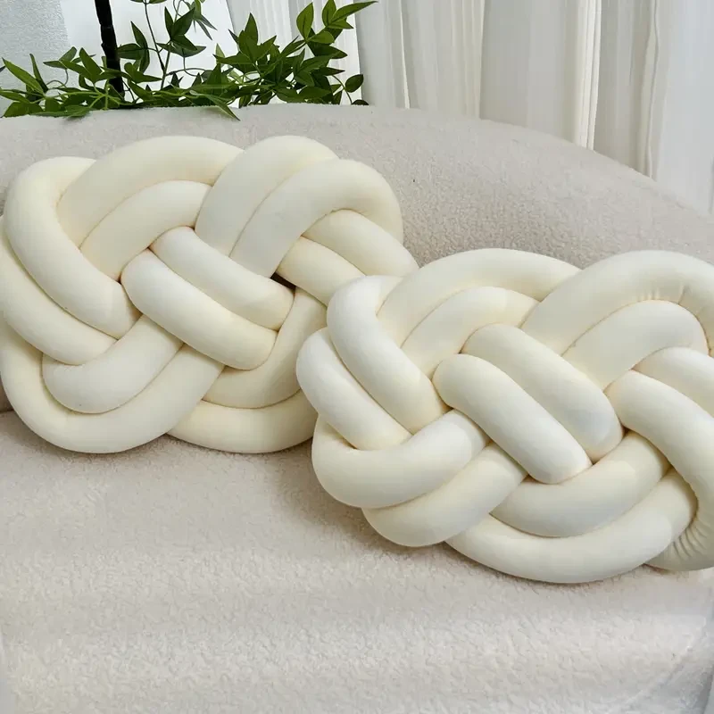 2pcs Knot Ball Throw Pillows, Soft Plush Cushion Pillows, Decorative Knotted Pillows, For Bed Sofa Bedroom Home Decor
