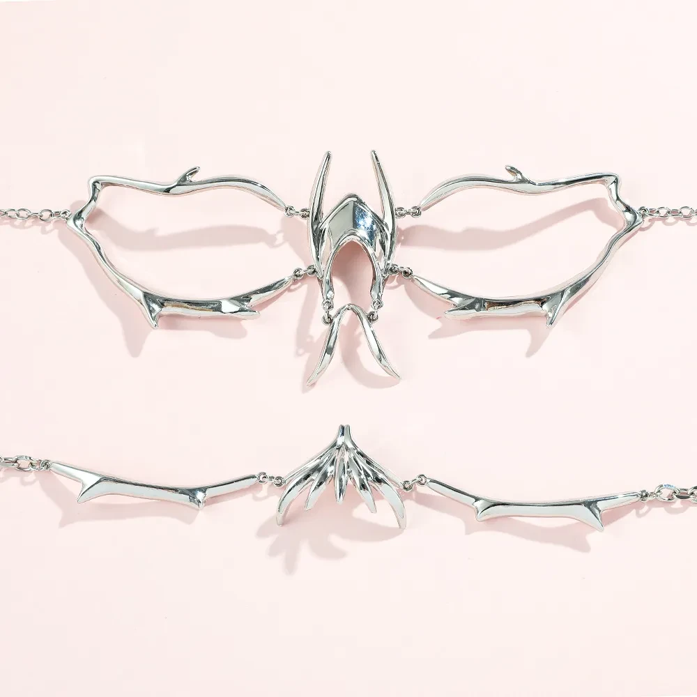 Streamline Shape Nose Studs Mask Silver Metal Surface Decoration