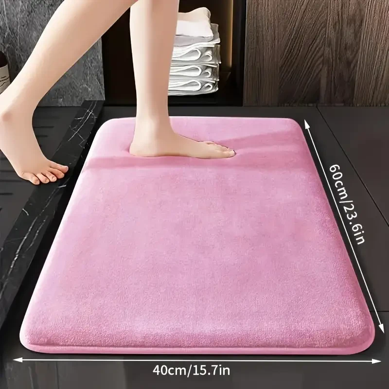 1pc Luxurious Ultra Absorbent Bath Mat - 25D High-Density Soft Sponge, Non-Slip, Quick-Drying, Mildew-Resistant Bathroom Rug