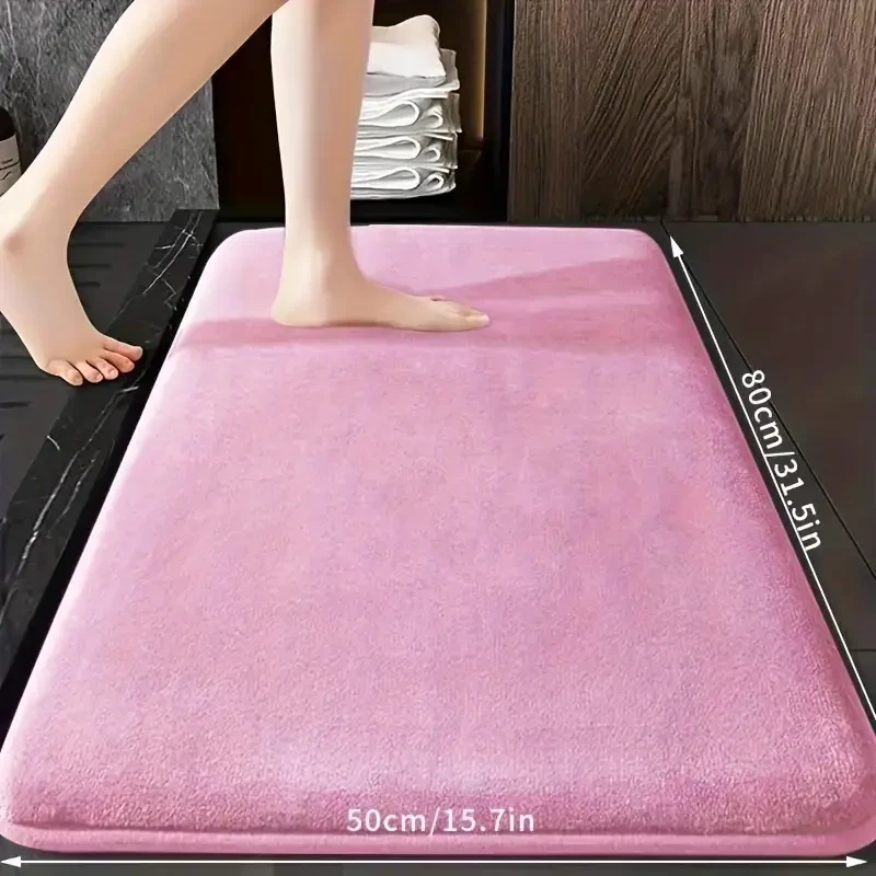 1pc Luxurious Ultra Absorbent Bath Mat - 25D High-Density Soft Sponge, Non-Slip, Quick-Drying, Mildew-Resistant Bathroom Rug