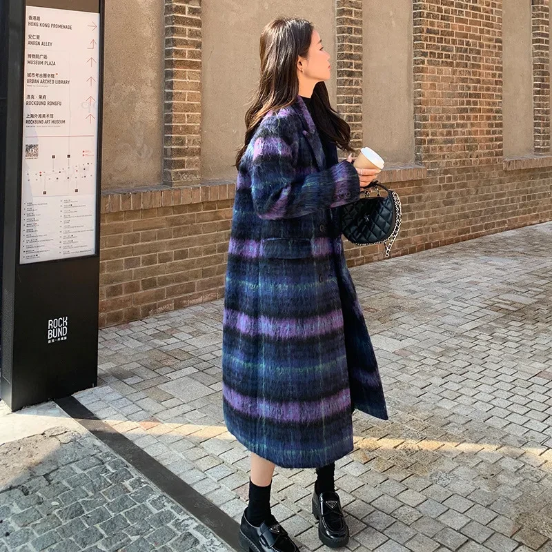 Vintage Plaid Woolen Coat for Women