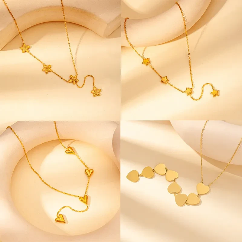 Love Heart Color Gem Necklace