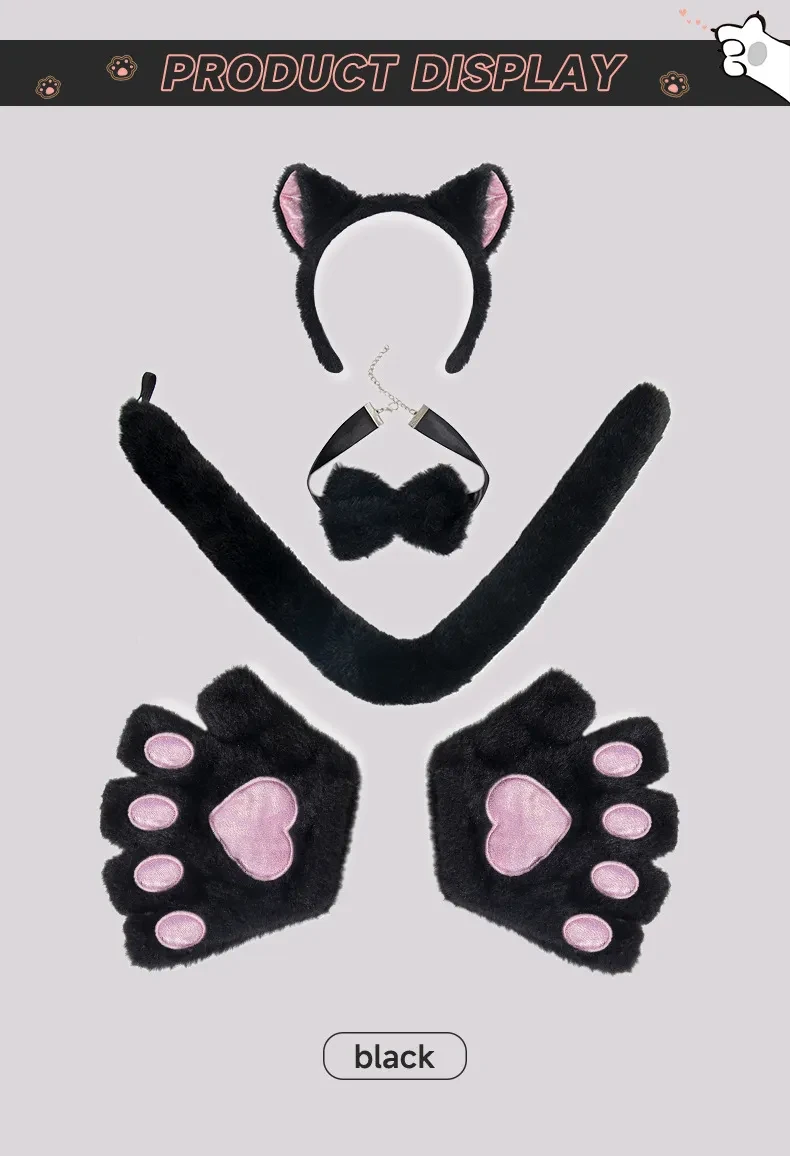 Accessories Set Cosplay Cat's Paw Gloves Cat Ear Headband