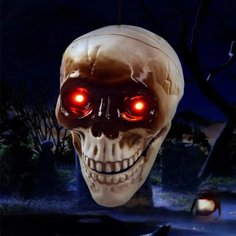 Animated Floating Skeleton Decorations Realistic Halloween Skull Heads