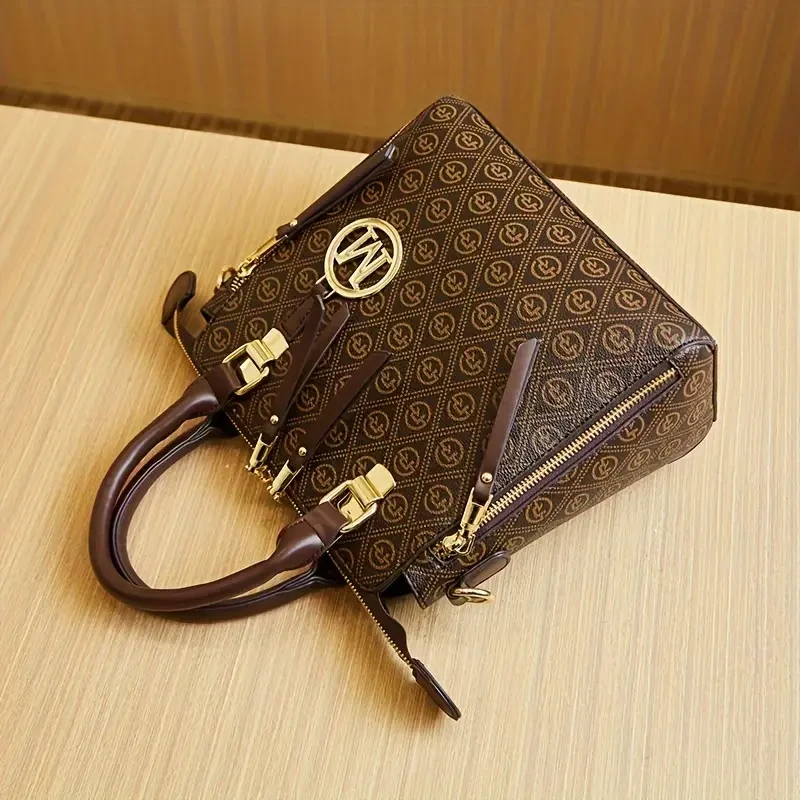 Stylish 'M' Graphic PVC Shoulder Bag