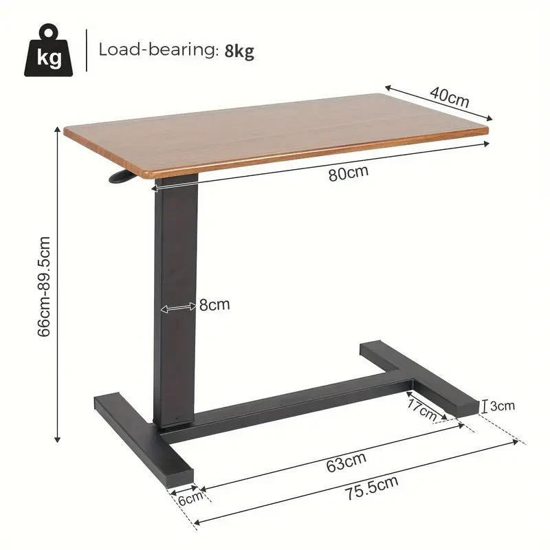Adjustable Height Laptop Side Table - Hidden Wheels