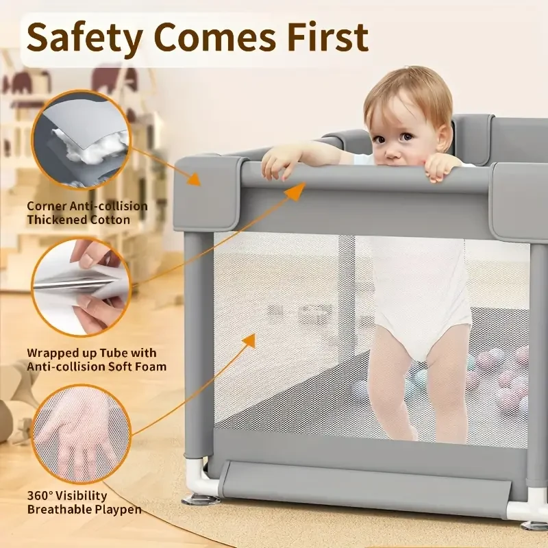 120x120cm Square Game Fence - Home Safety Play Pool