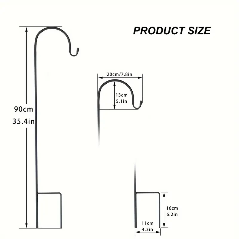 Set of 8 Shepherd Hooks - Rust-Resistant, 90cm