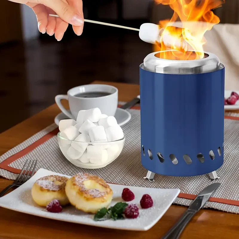Mini Tabletop Fire Pit for Smores - Stainless Steel, Portable with Carry Bag