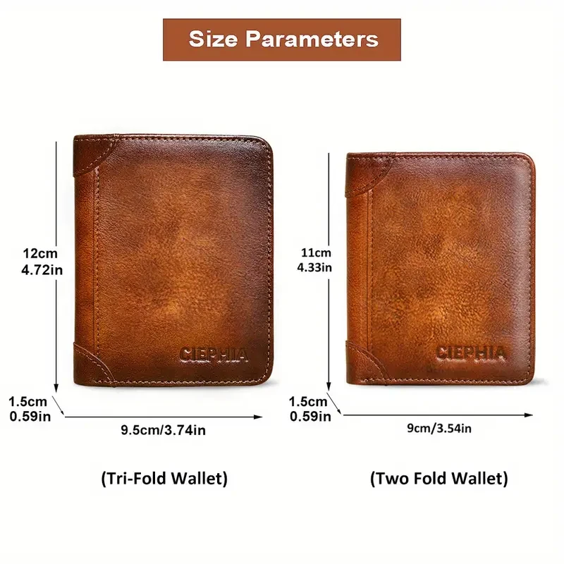 1pc Genuine Leather Rfid Blocking Wallets