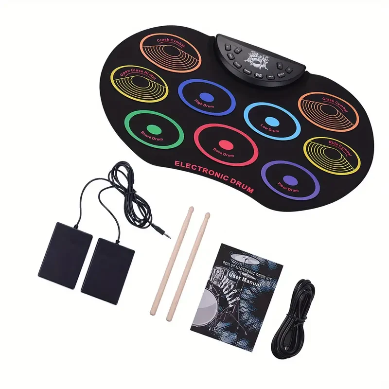 Lixada Compact Roll-Up Drum Set - 9 Silicon Drum Pads