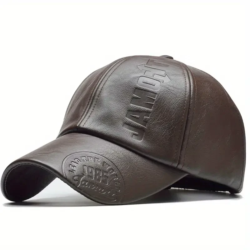 British-inspired Mens PU Leather Baseball Cap