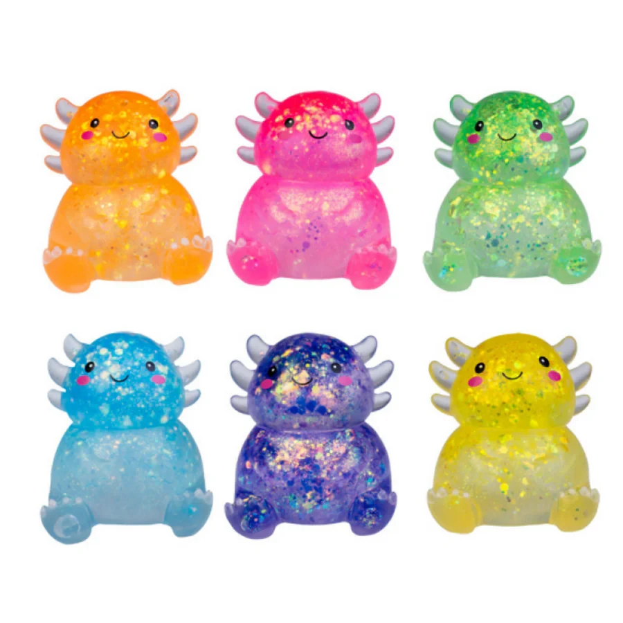 Jelly Glitter Axolotl Squishy Toy
