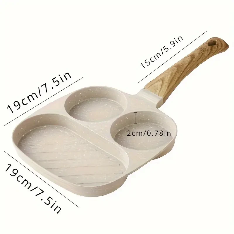 19.05cm Triple Compartment Nonstick Skillet for Breakfast