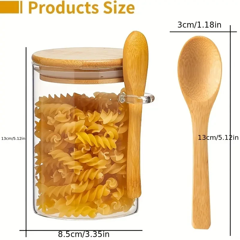 Set Of 4 Glass Jars With Bamboo Lids