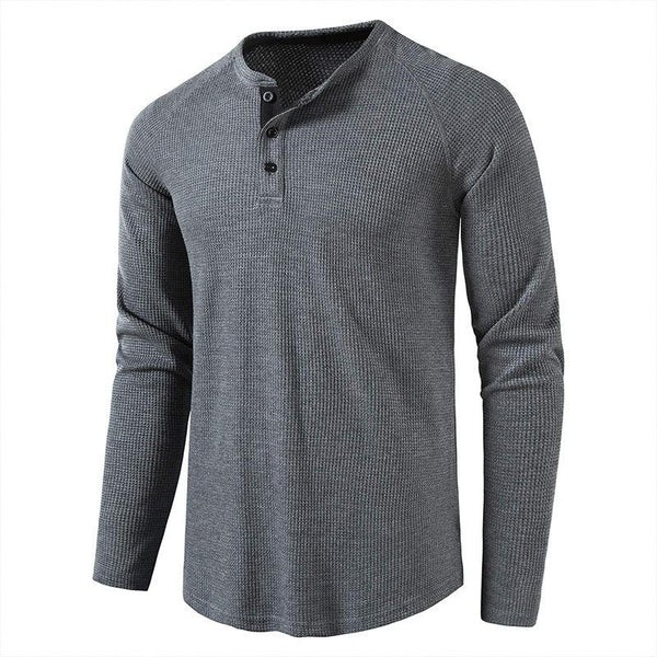 Henley Solid Long Sleeve T-Shirt