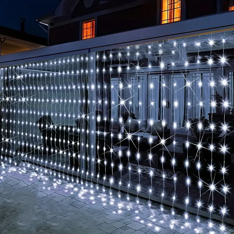 Solar-Powered Curtain String Lights With 8 Modes
