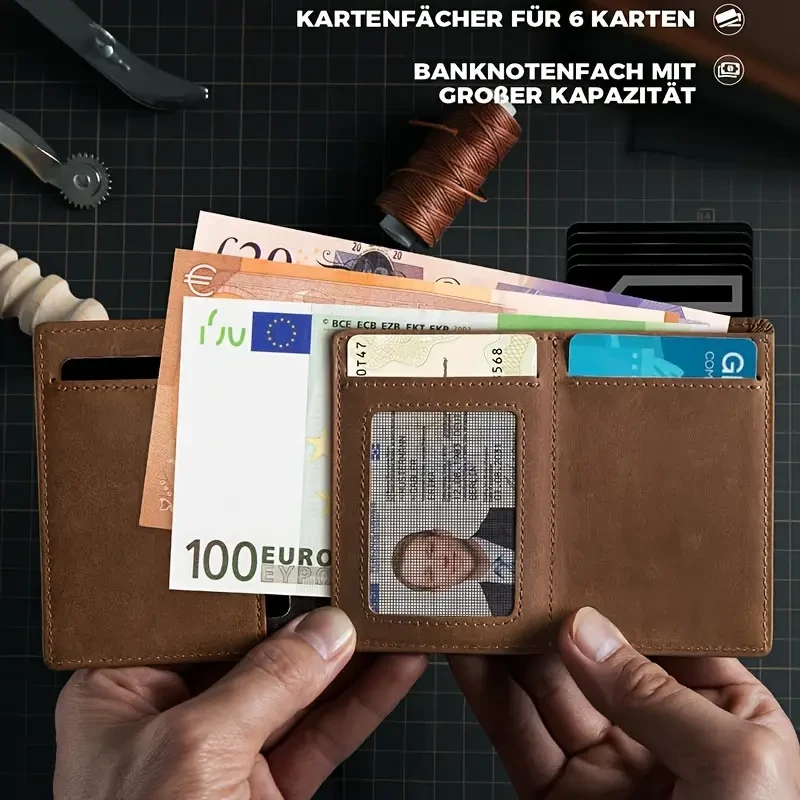 Vintage-Style Slim Mens Microfiber Leather Wallet