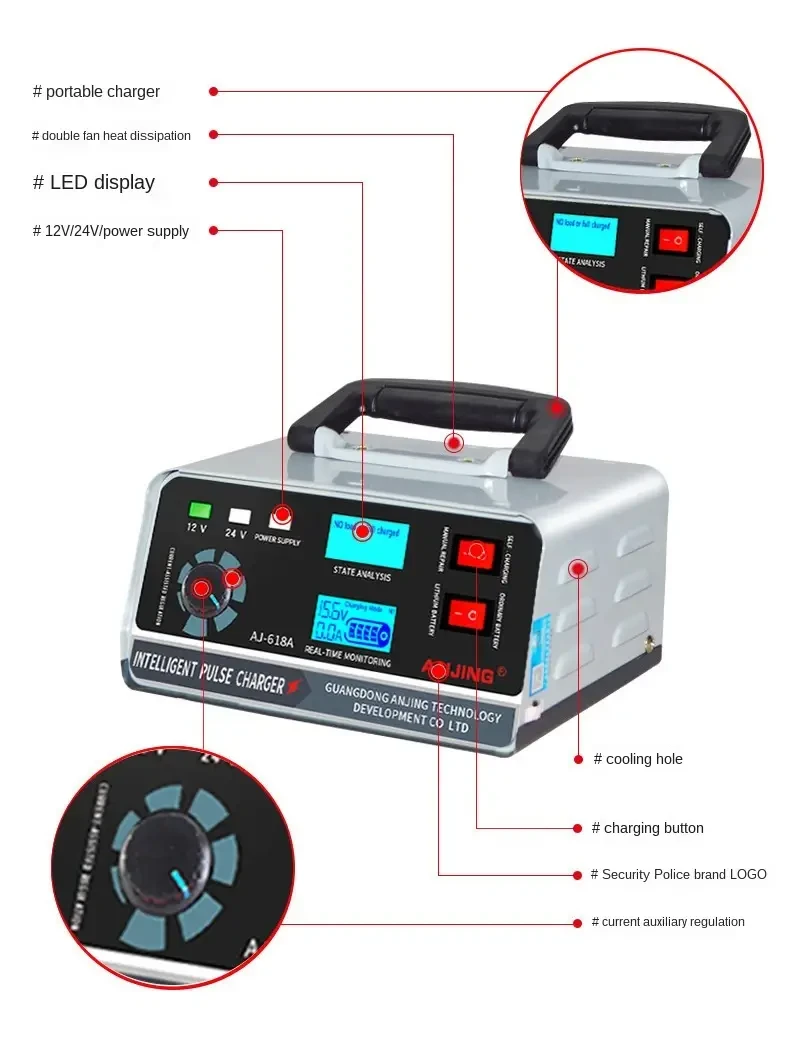 400W 12V/24V Car Battery Charger
