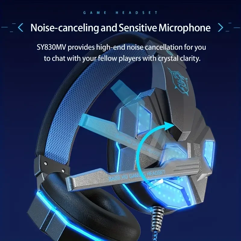 Over-ear gaming headset with LED backlight - wired headset