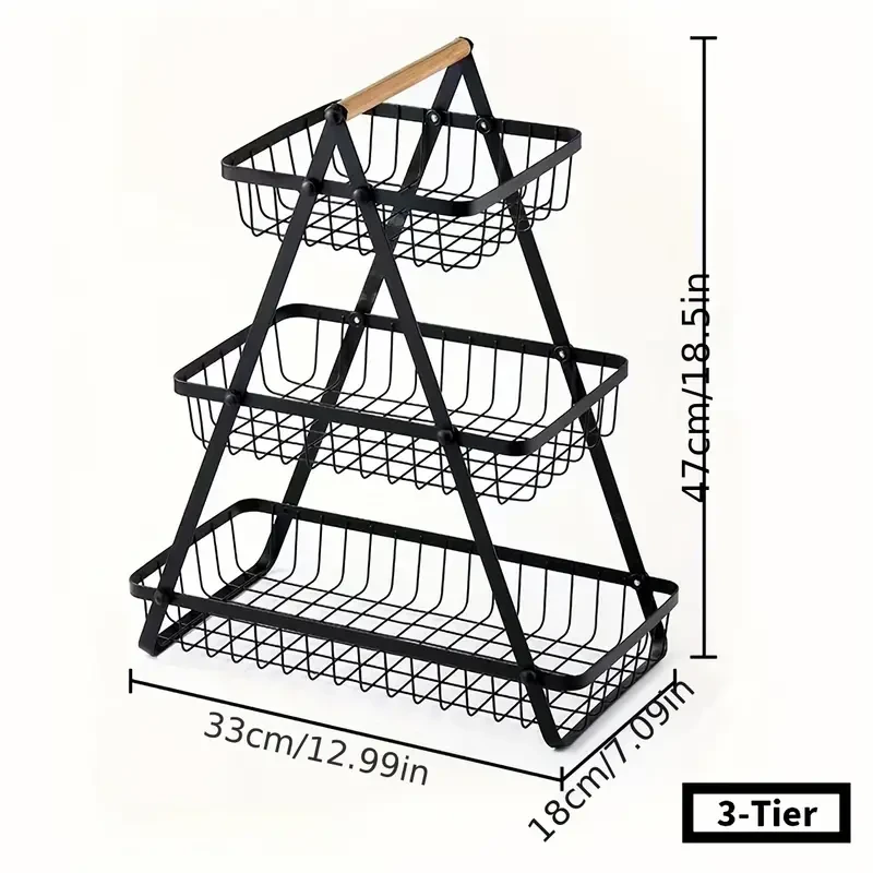 Wooden Countertop Fruit and Vegetable Storage Basket